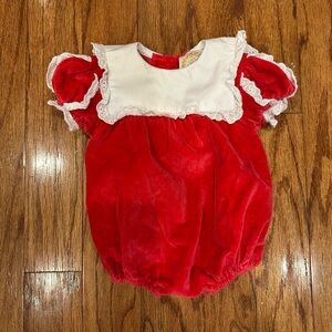 TBBC Bea Louise Bubble in Richmond Red Velveteen with Worth Avenue White eyelet